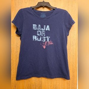 Y2K American Eagle blue tshirt Baja or Bust size XLarge EUC